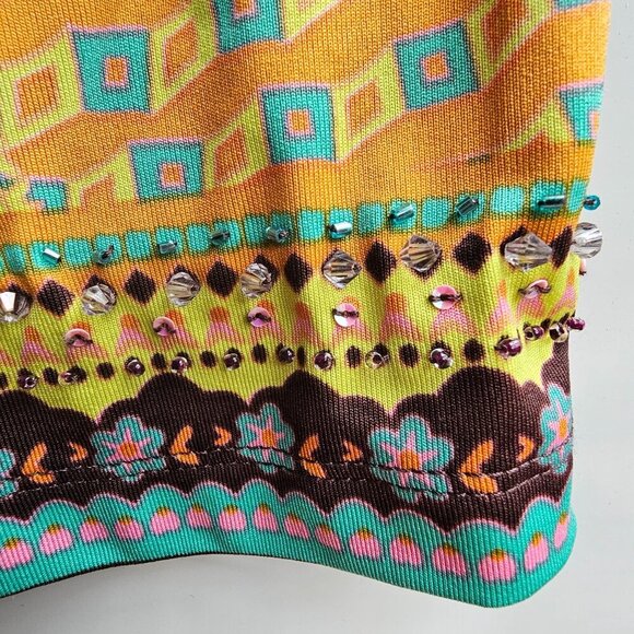 NWT Eci New York Paisley Print Short Sleeve Dress, Boho Hippy, Size Medium - Picture 8 of 14